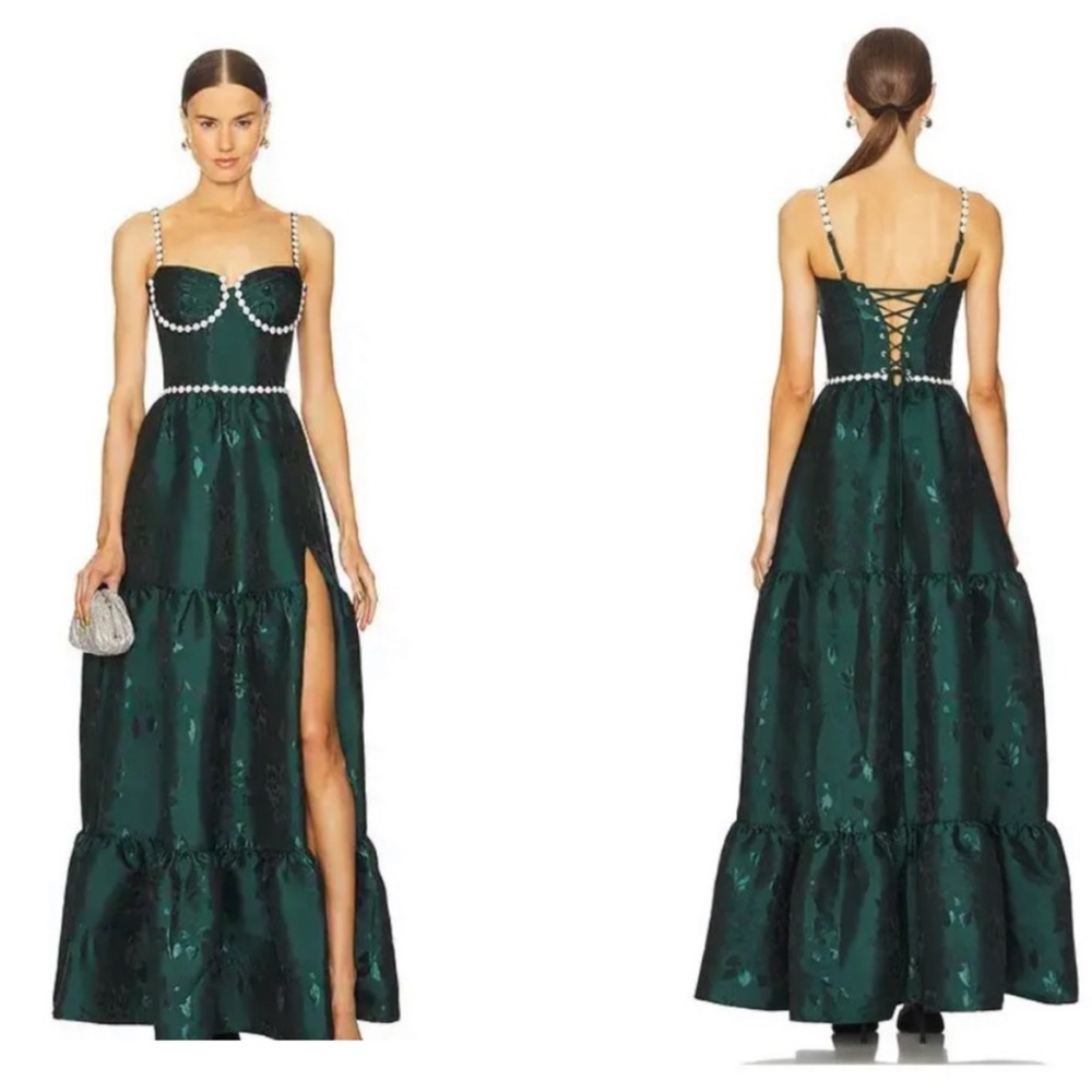 New V. Chapman Lucetta Dress in Emerald Baroque Floral